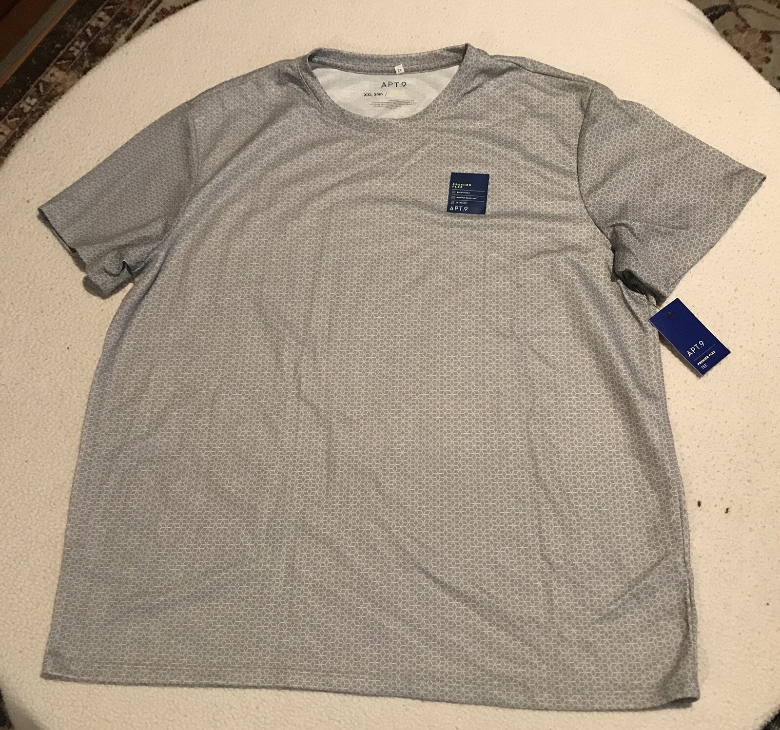 APT. 9 Premier Flex Tee Stretch Soft Short Sleeve T-Shirt Gray Hexagon 2XL G2