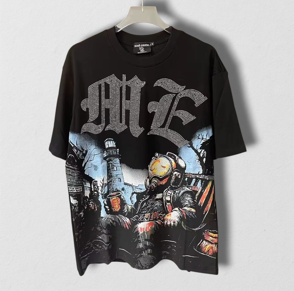 Mixed Emotion Mens T-Shirt Tee “Astronaut” Rhinestone Short Sleeve | Small-Large