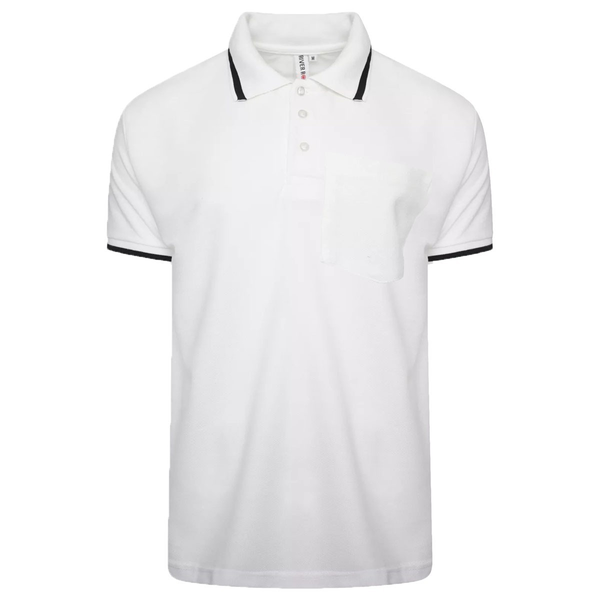 Men’s Polo Short Sleeve Pique Plain Single Tipping Chest Pocket Casual Tee Top