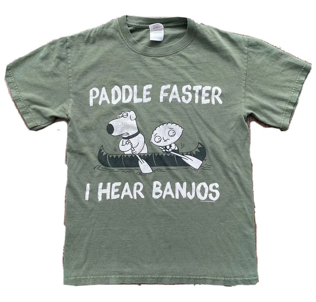 Family Guy 2010 “Paddle Faster I Hear Banjos” Green Tee Men’s Small Used
