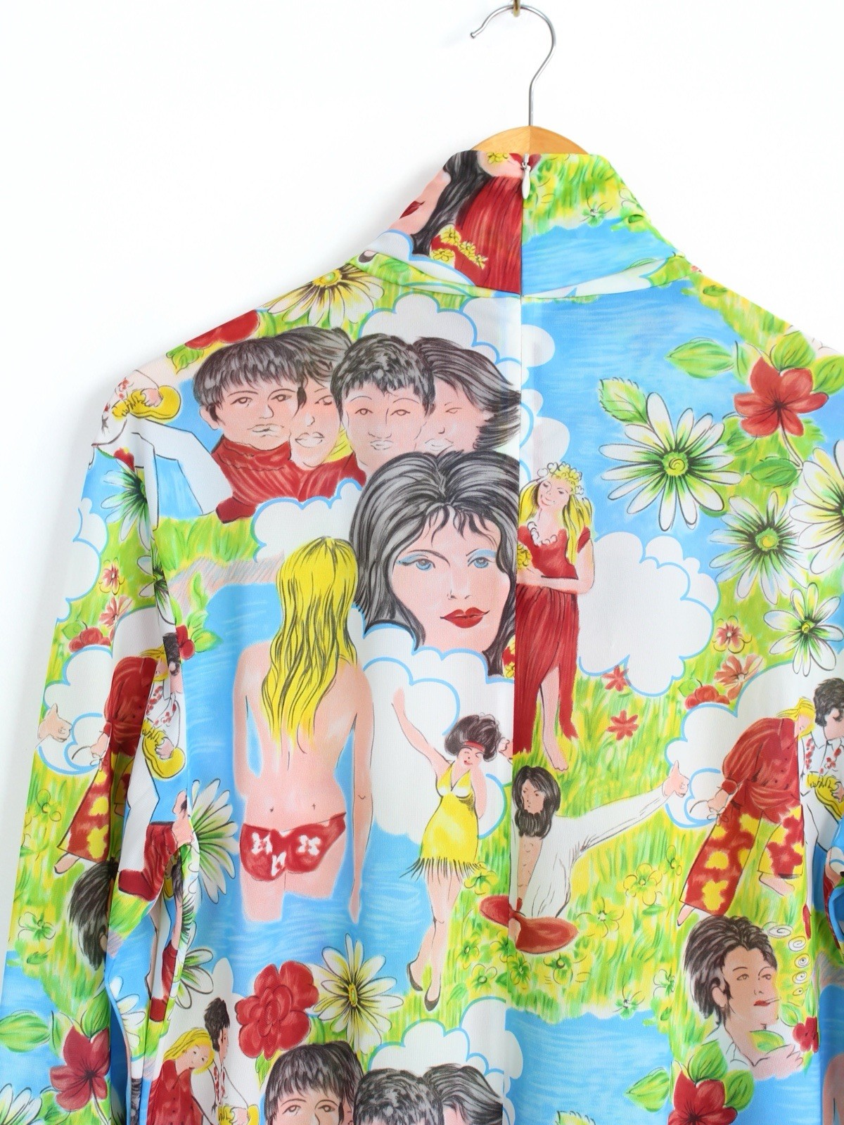 Prada Ss’19 Flashback Print Turtleneck Jersey Top LongSleeve, Size XL