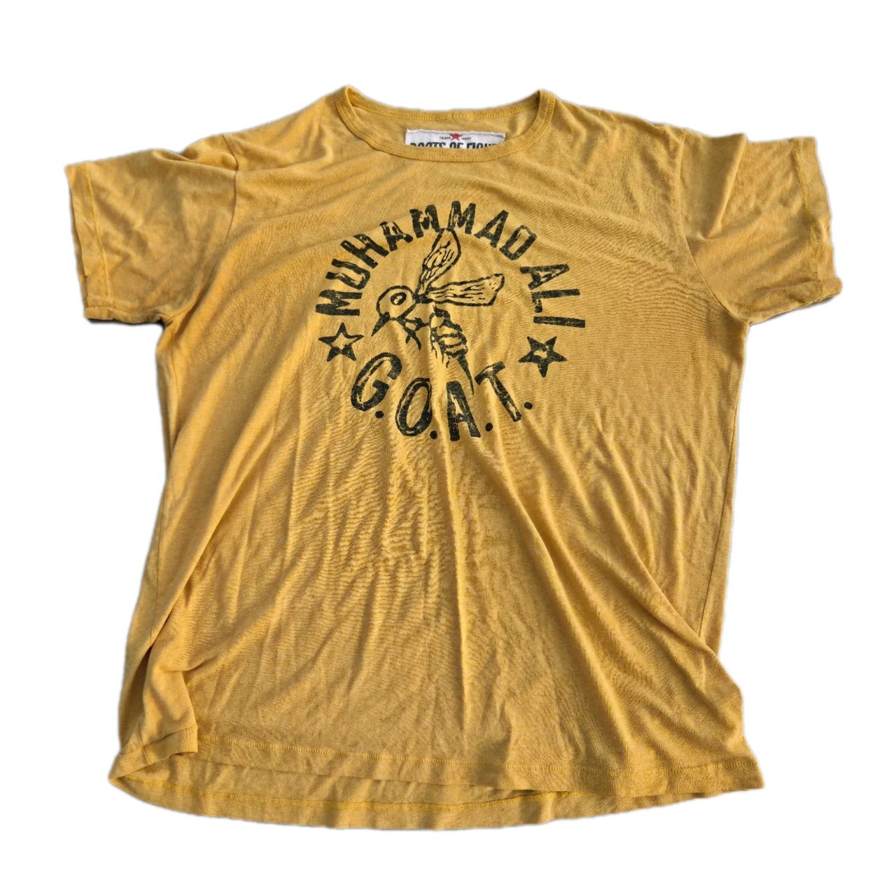 Roots of Fight Bloodlines Muhammad Ali Double-Sided Graphic Tee Yellow L/G Y2K