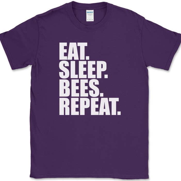 Eat Sleep Bees Repeat Beekeeping T-Shirt Funny Hobby Art Hive Humor Gift Tee