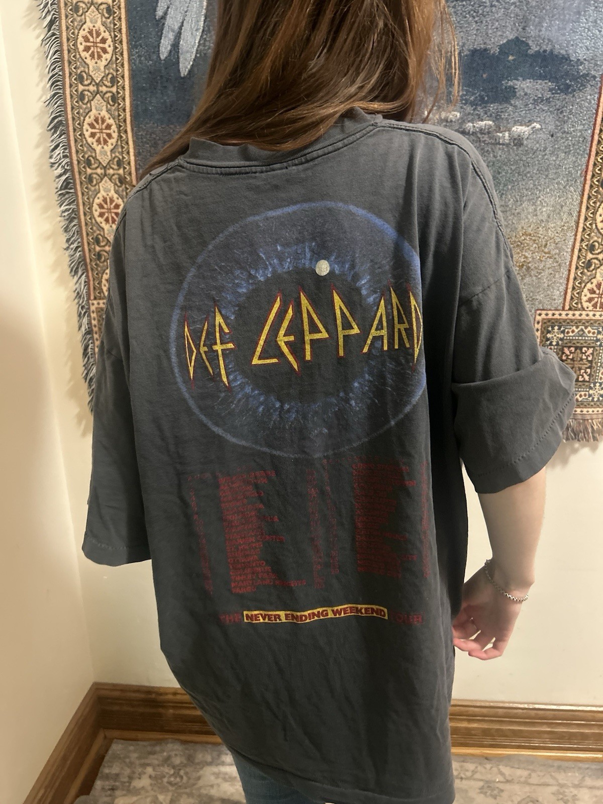Def Leppard Double-Sided Graphic Print Gray Crew Neck Short Sleeve T-Shirt XL