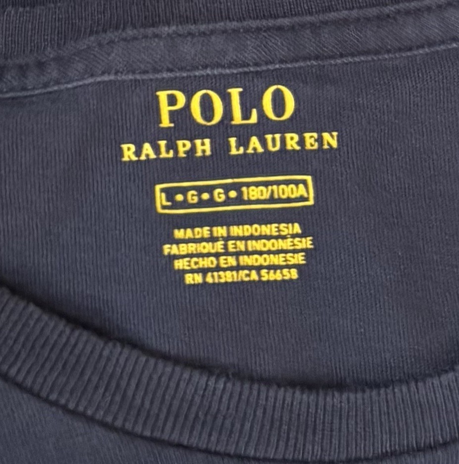 Polo Ralph Lauren Men’s Navy Blue T-Shirt Red Pony Logo Large