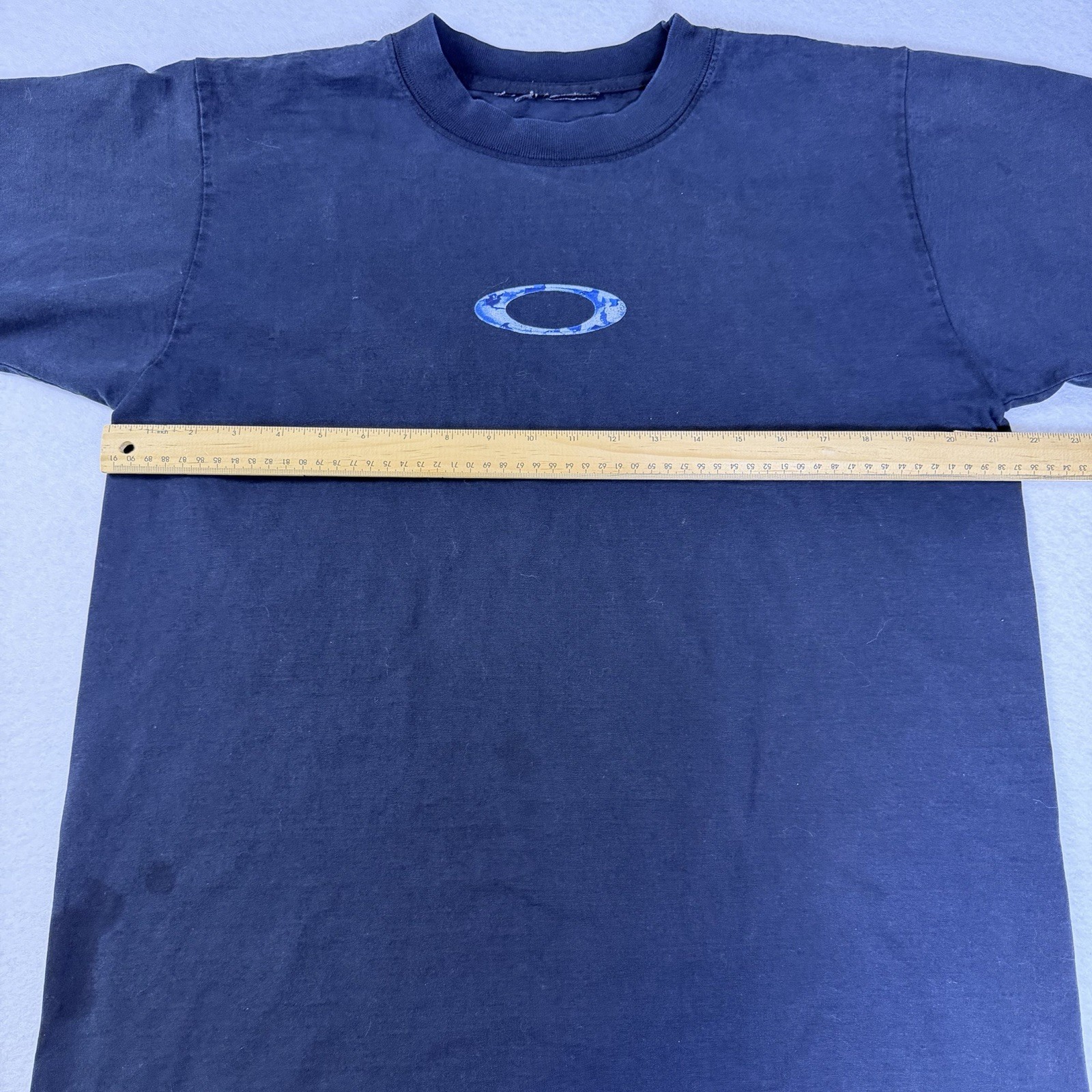 Vintage Oakley Software Long Sleeve T Shirt Black Blue Camo Ellipse Logo Size L