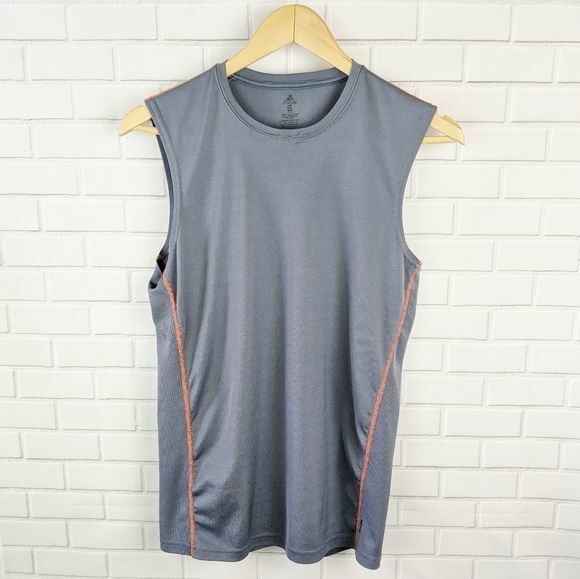 Adidas Shirt Mens S Climate Grey Orange train run sports Tank compression layer