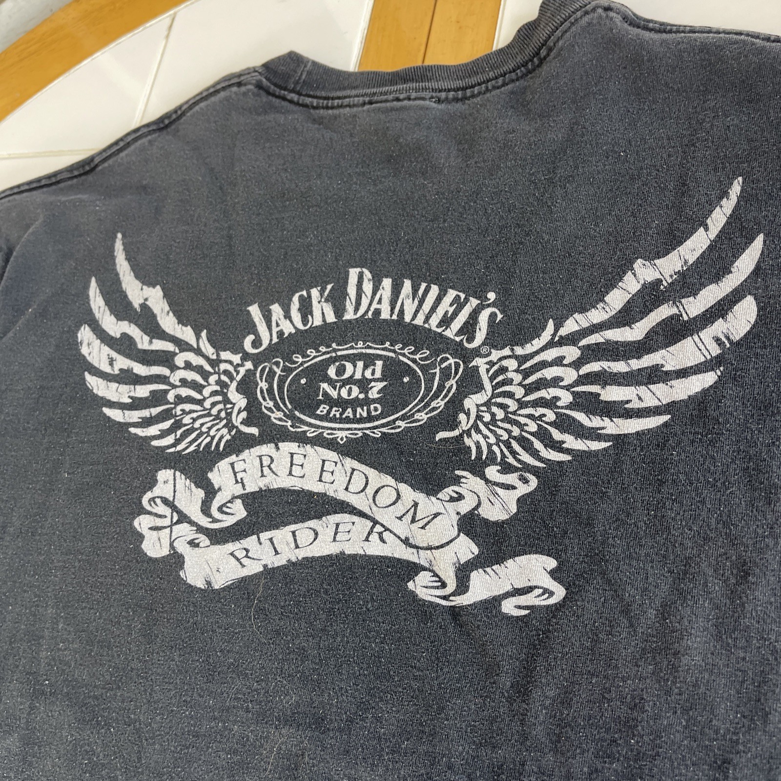 Vintage Jack Daniels T Shirt XL Freedom Rider Biker Old No 7 Brand Whiskey Promo