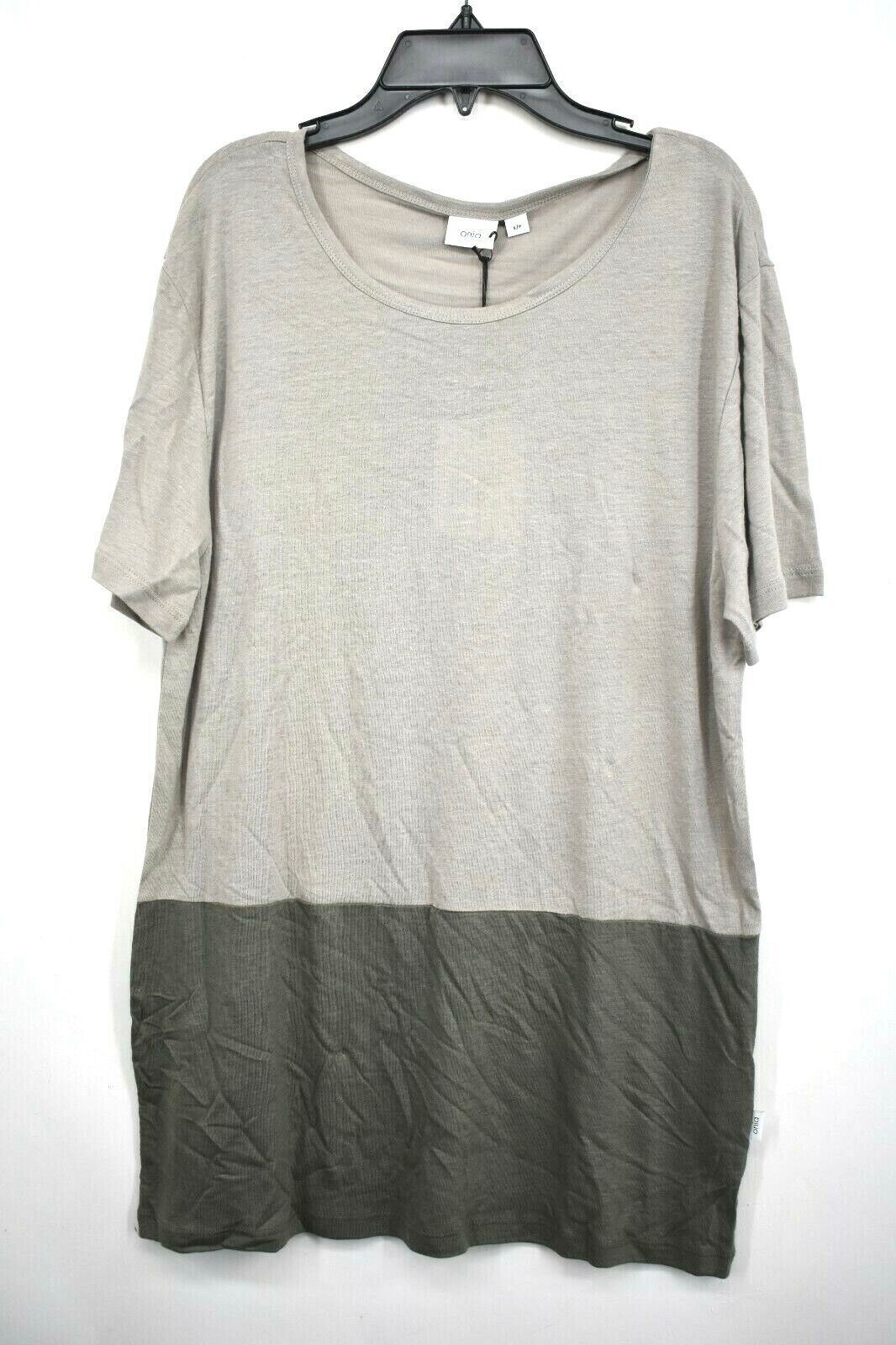 Onia Chad Mens Colorblock Comfortable Linen Short Sleeve T-Shirt Long $85 NWT