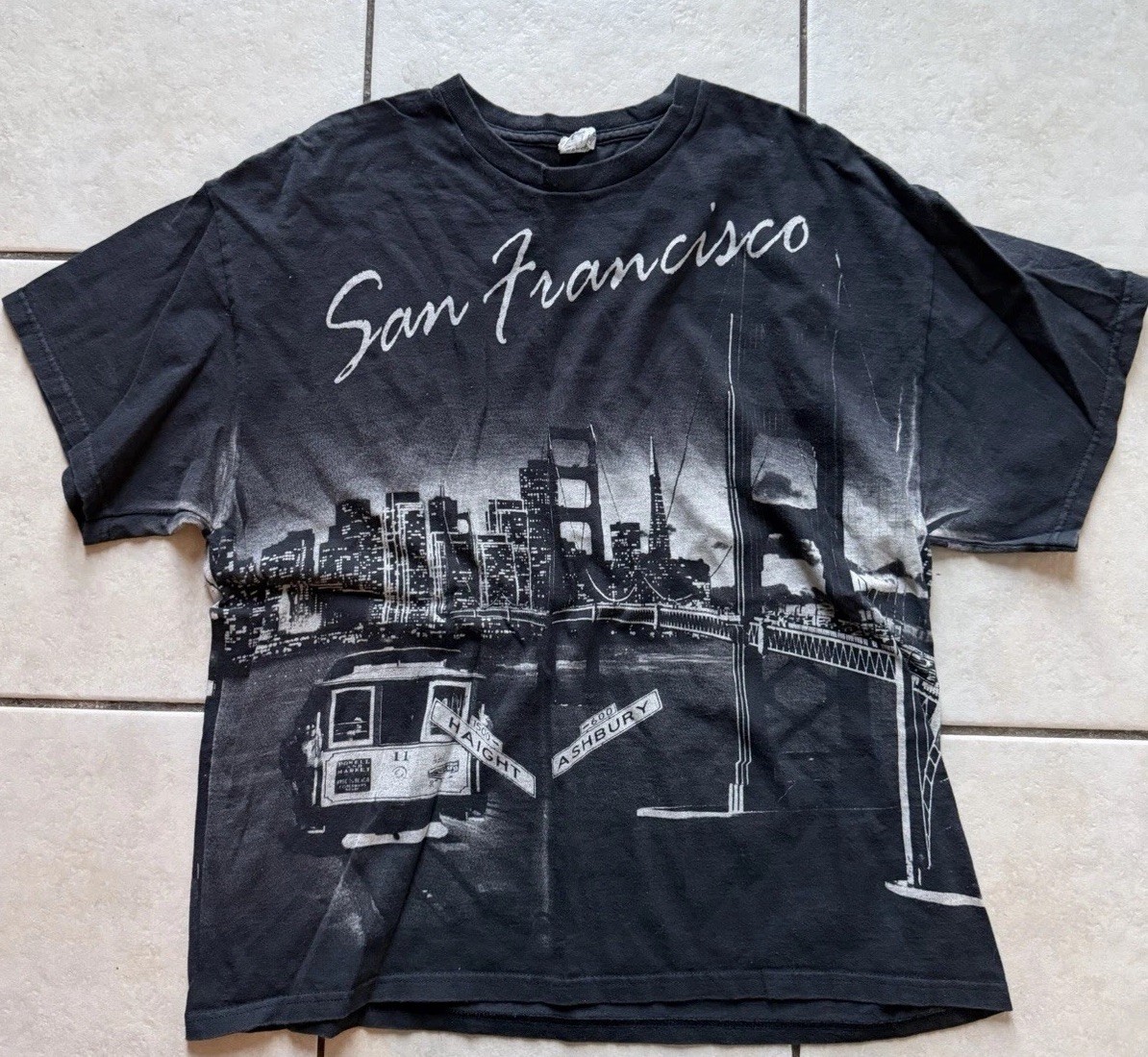 Delta Pro Weight Vintage San Francisco Double-Sided Graphic Cotton Tee Black XL
