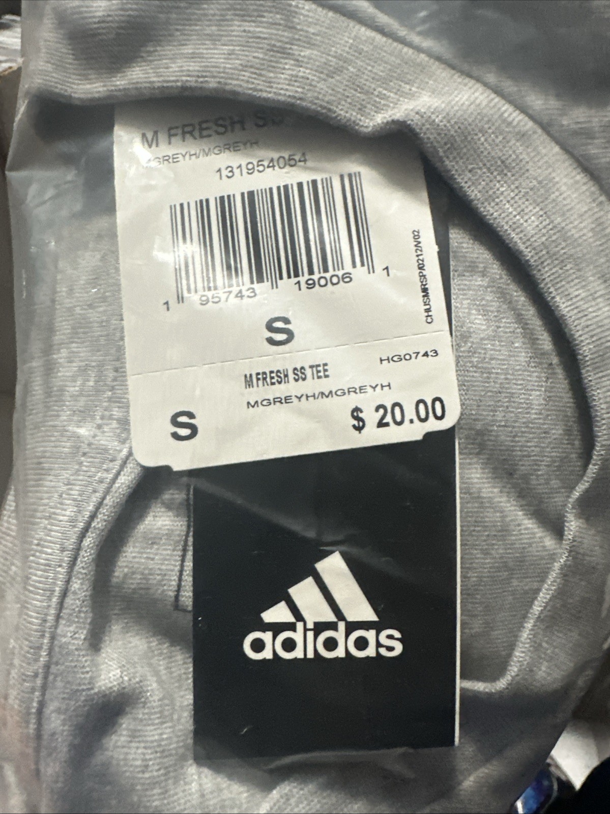 Adidas Fresh Short Sleeve Mens Tee Logo Back Grey small New tags In Bag Reg $20