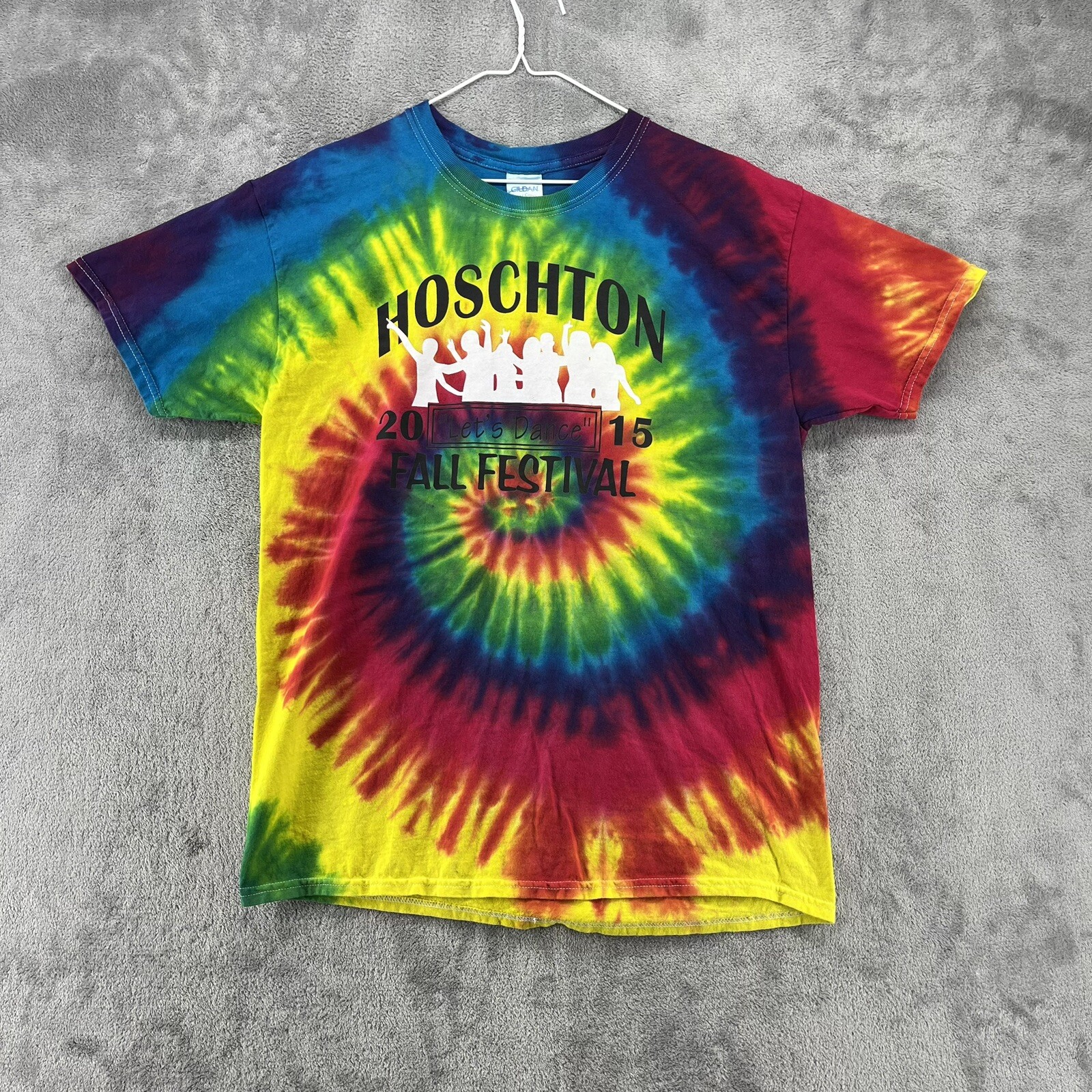 Hoschton Fall Festival Shirt Mens Large Multicolor Tie-Dye Hippy Hipster Retro