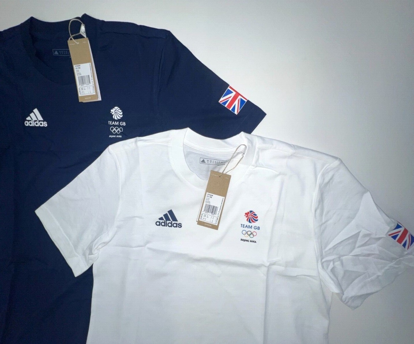 Adidas Training Shirt Team GB Olympic 100% Cotton White Blue XS S M L XL 2XL 3XL