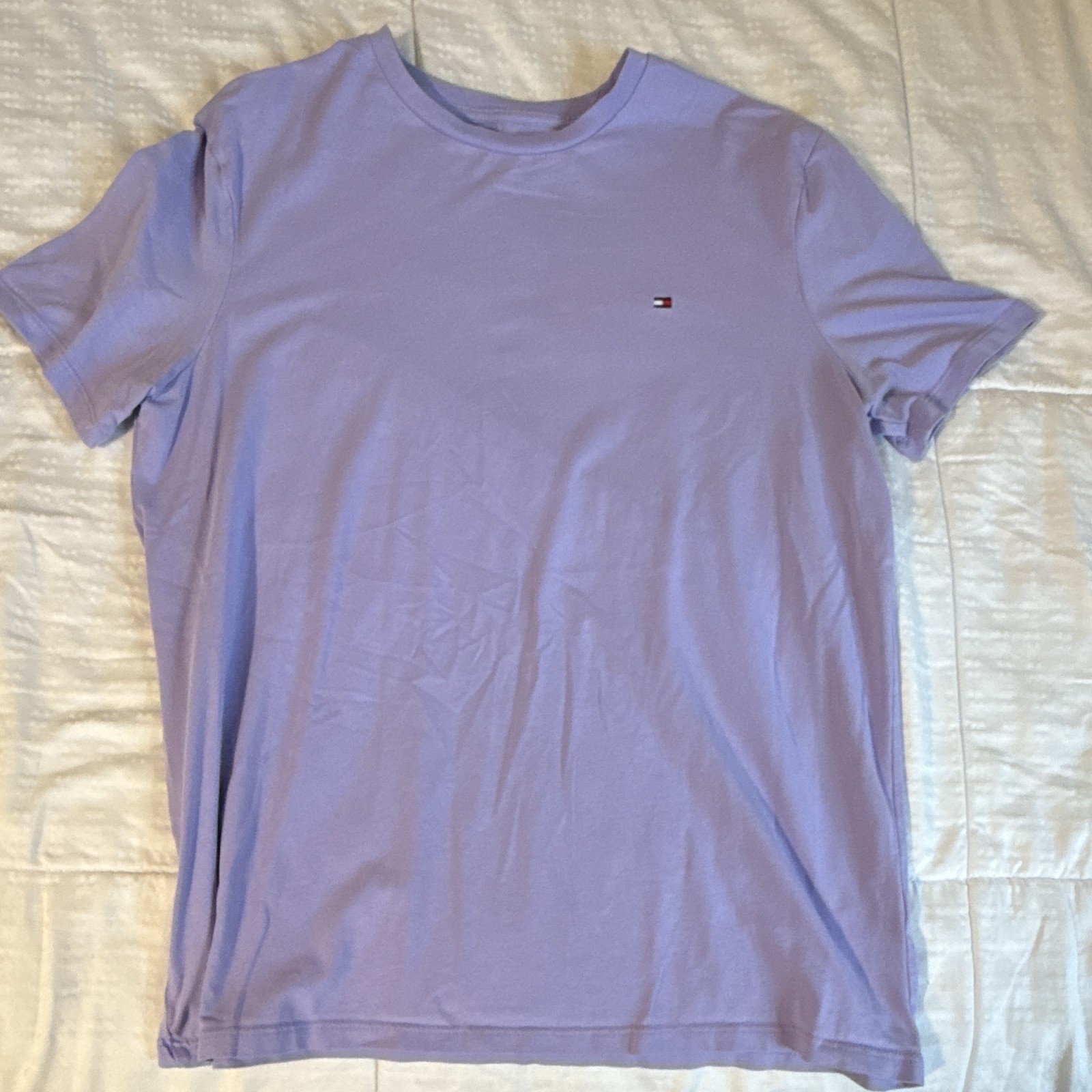 Tommy Hilfiger Purple Logo Solid Crewneck Short Sleeve Knit Cotton Tee Men’s M