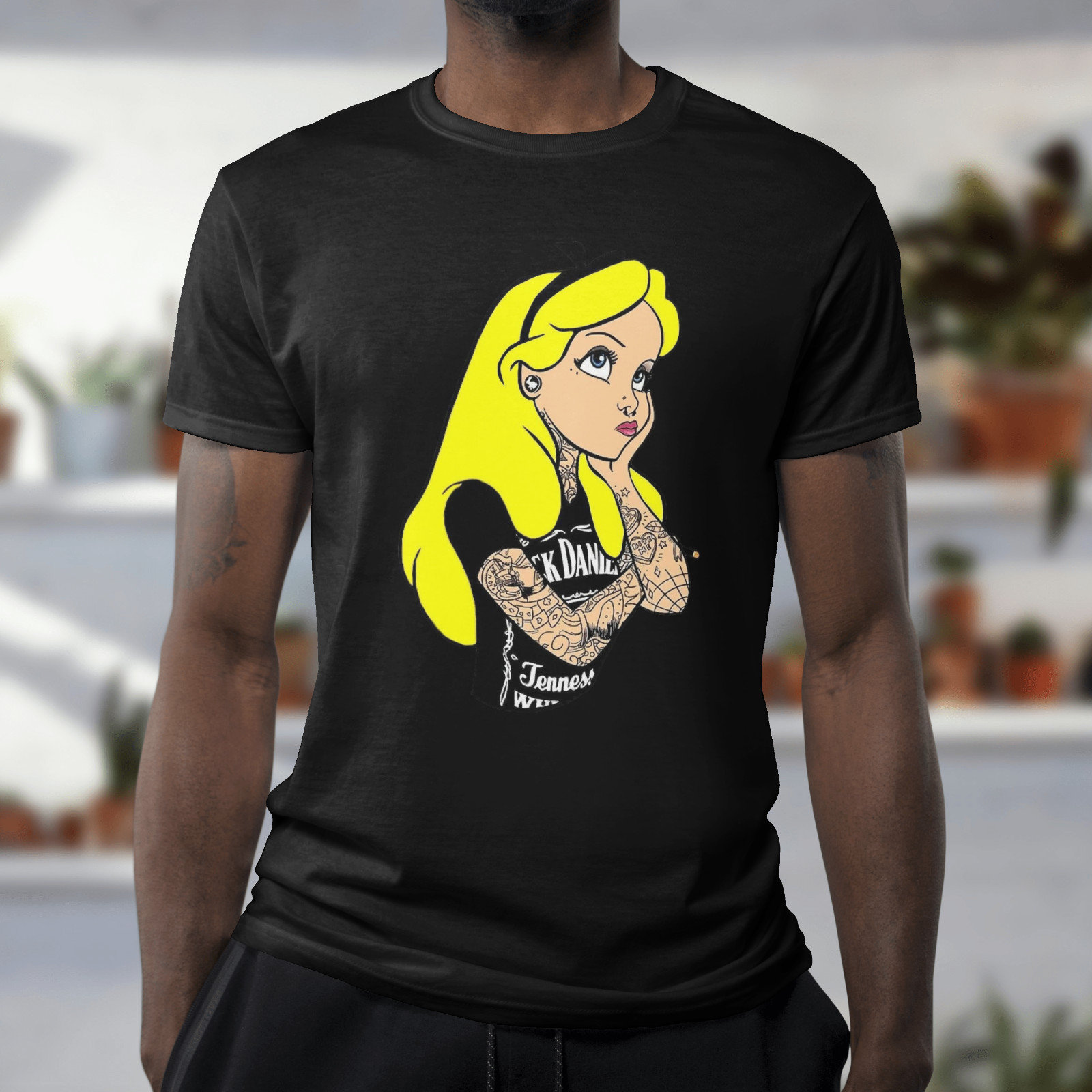 ALICE IN WONDERLAND TATTED T-Shirt | Disney Animated Film Tee | Jack Daniels Top