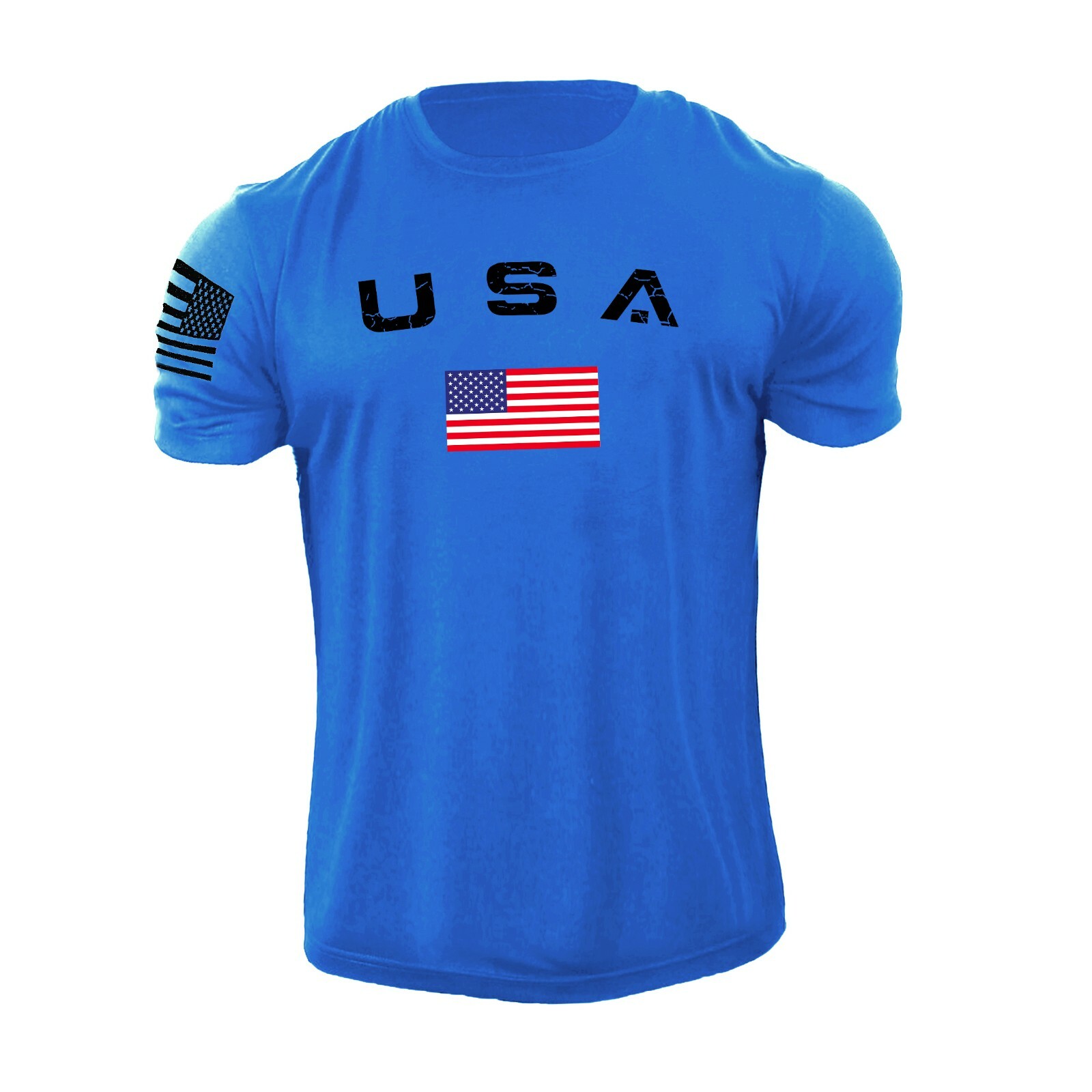 Men’s Casual USA Flag T-Shirt Breathable Light 100% Cotton T-Shirt Size L-6XL US