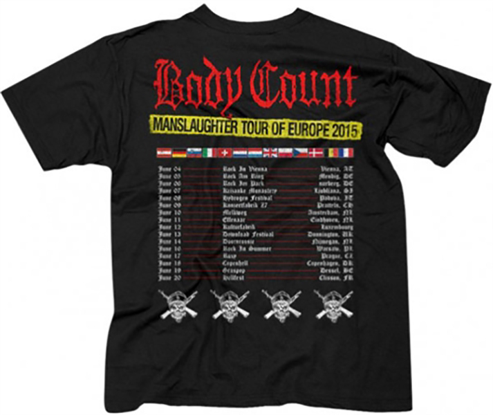 BODY COUNT T-Shirt Ice T Manslaughter Tour New NWA Compton S-3XL