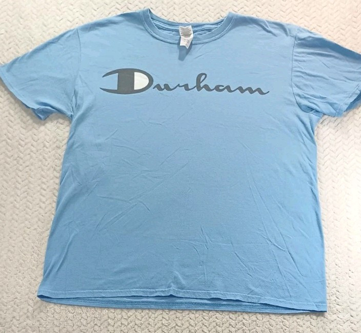 2 – Durham Large T Shirts Red BCA & Blue Gildan With Small Pin Hole