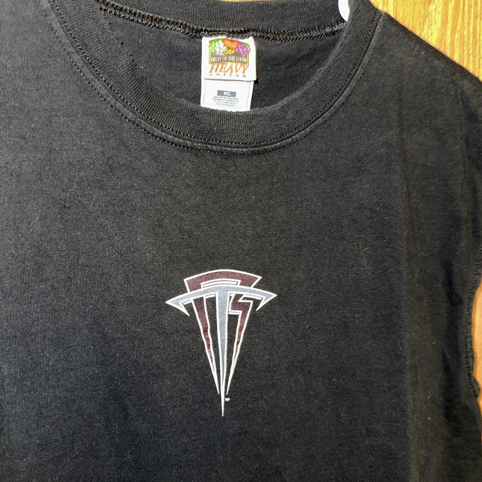 Vintage Biker Trash Shirt M/L Black 90s Motorcycle Punk BT logo Double Sided