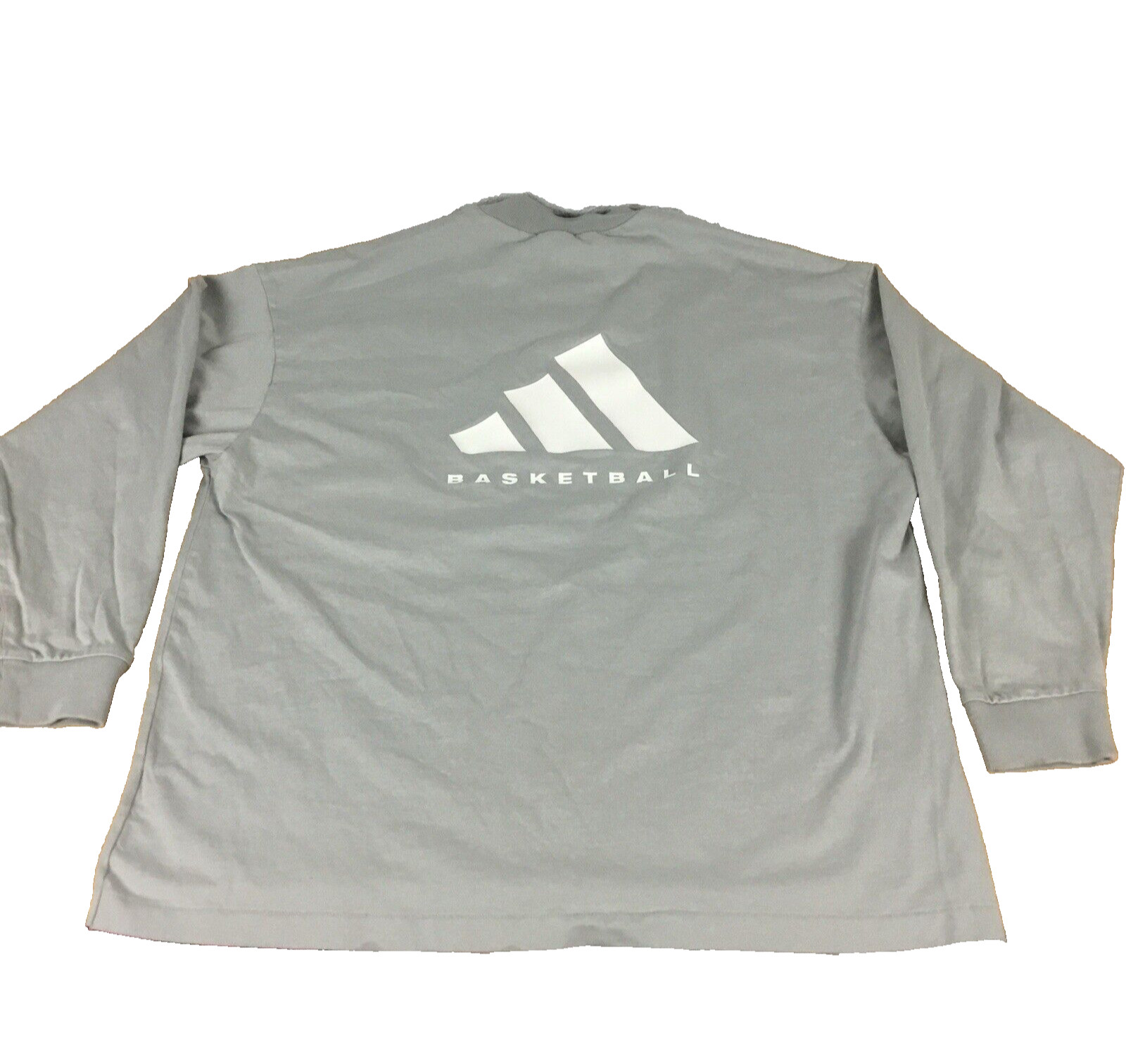 Adidas Basketball Mens Large Gray Mock Neck Long Sleeve Graphic T-Shirt L