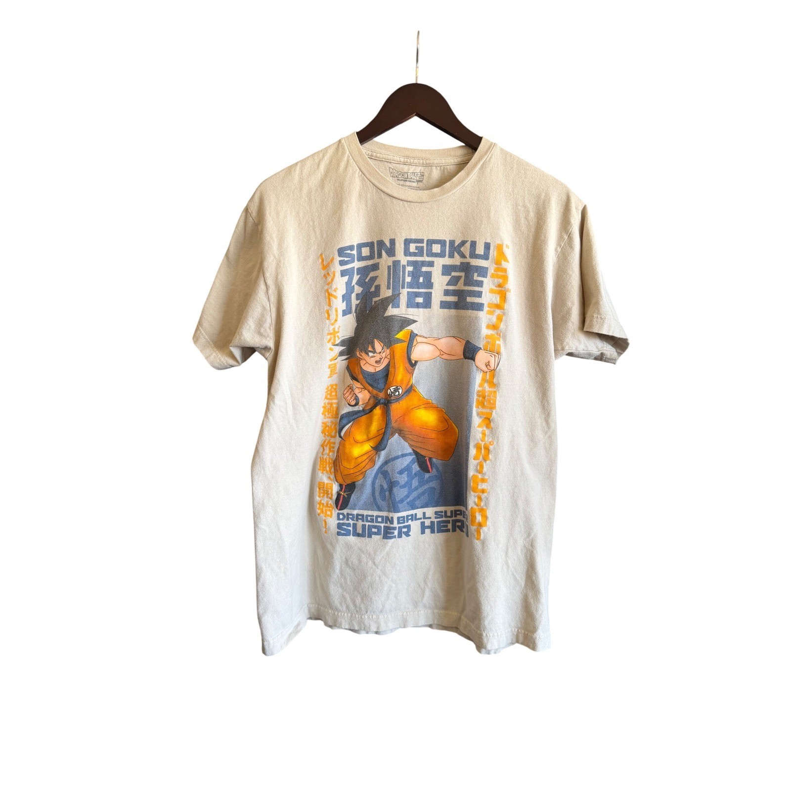 Dragon Ball Super Super Hero Son Goku Graphic Tee Cream Grey Mens Large