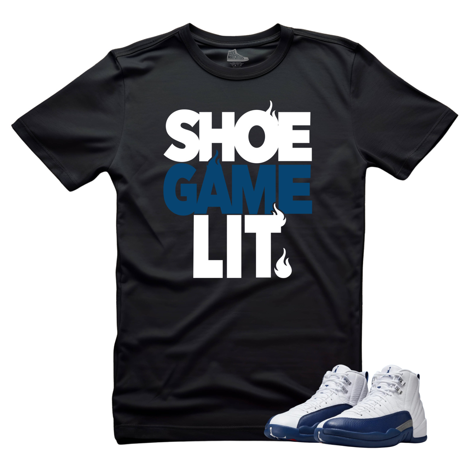 Jordan 12 French Blue Matching Tee Sneakerhead Shirt SHOE GAME Match Your Kicks