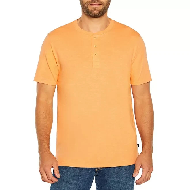 Gap Men’s Short Sleeve Slub Henley Size S Apricot Wash