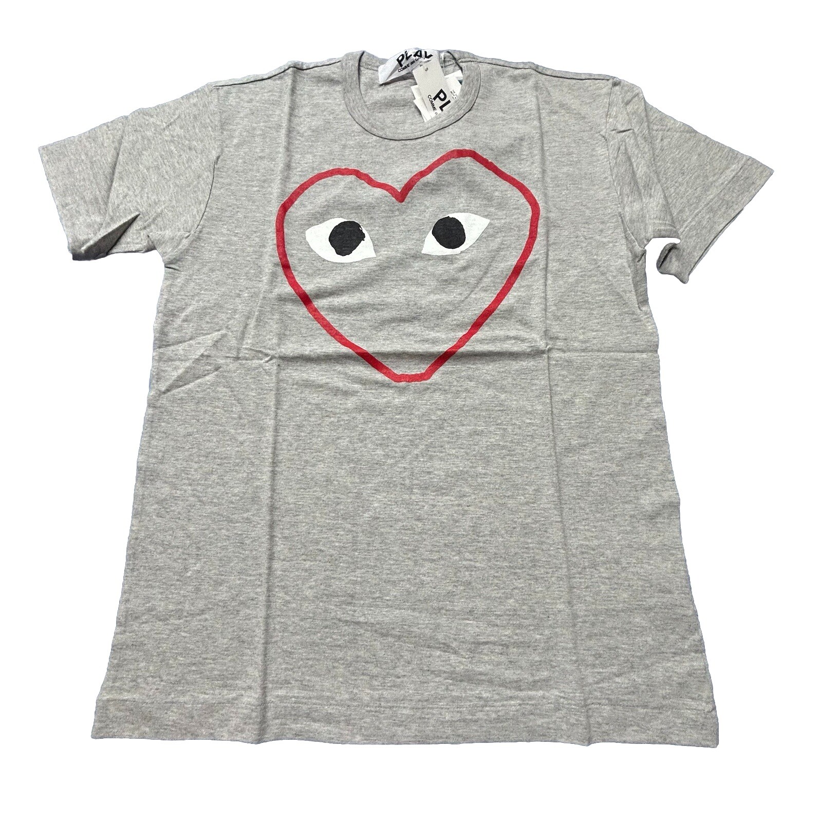 NWT CDG COMME DES GARCONS HEART SHIRT SZ L GREY RED SHORT SLEEVE (17)
