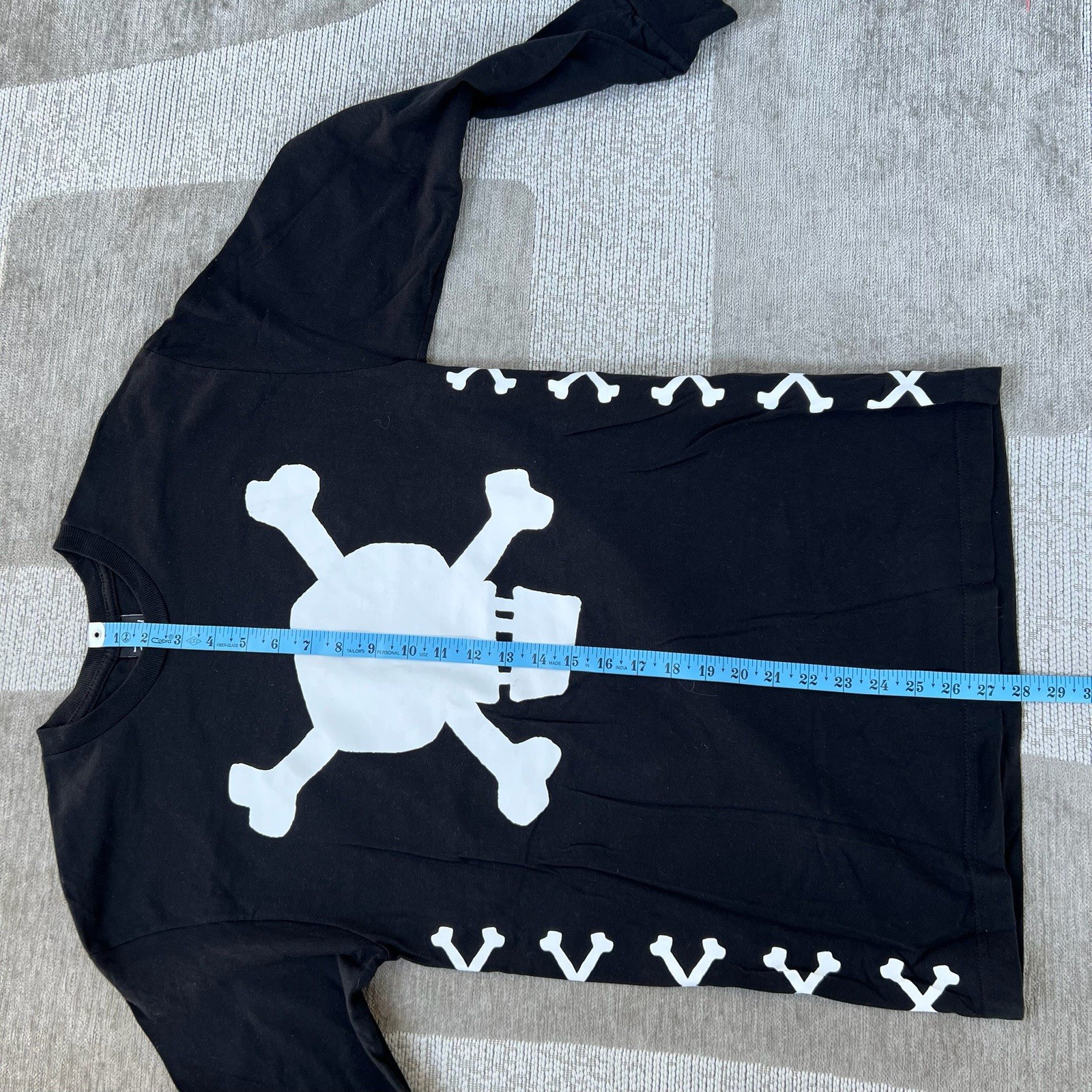 Stussy Shirt Mens M Black Long Sleeve Skull Bones Worldwide Double Sided Skater
