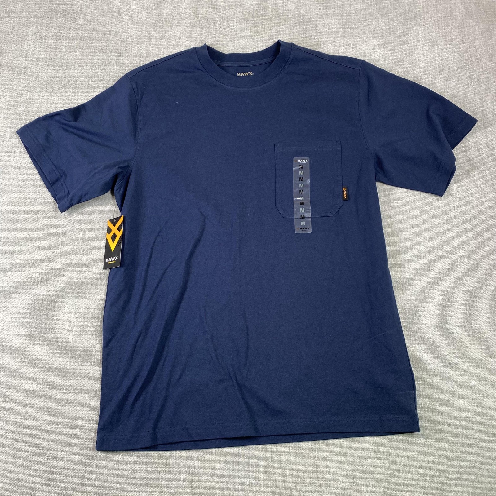HAWX Shirt Mens Medium Blue Pocket Work Gear Cotton Crewneck Tee Workwear