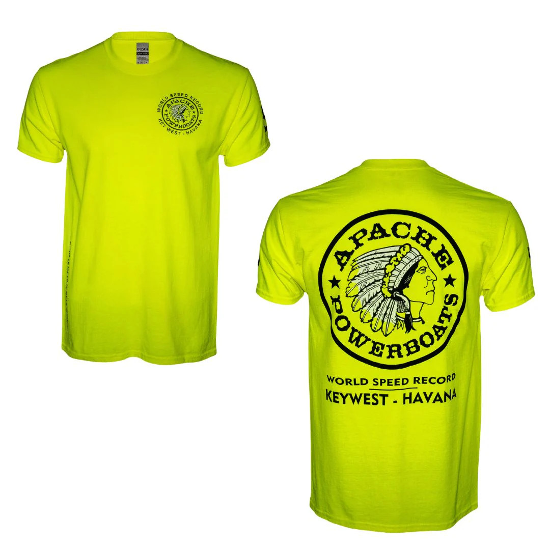 Official World Speed Record Apache Star Tee | Cotton/Performance | Safety Green