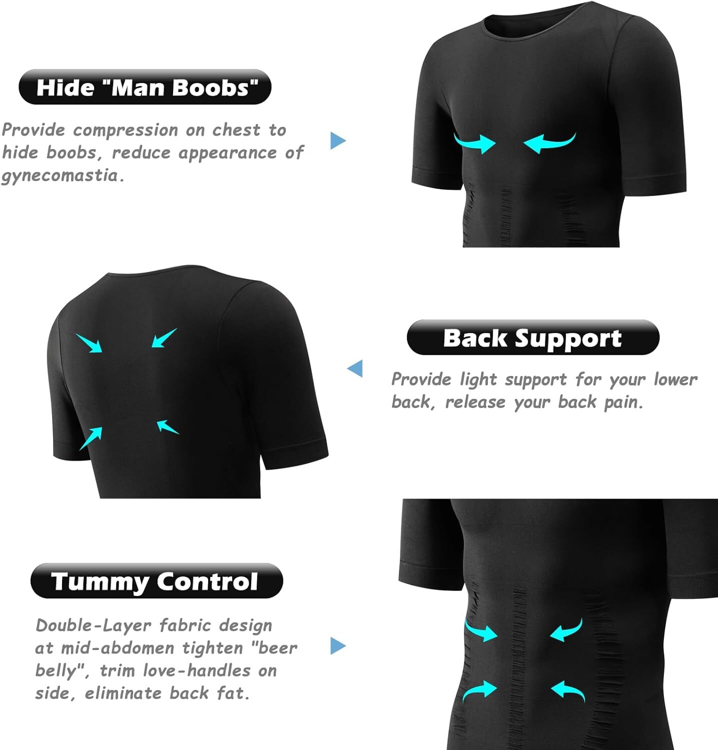 Men Compression Shirt Slimming Body Shaper Tummy Control Underwear Top Shapewear