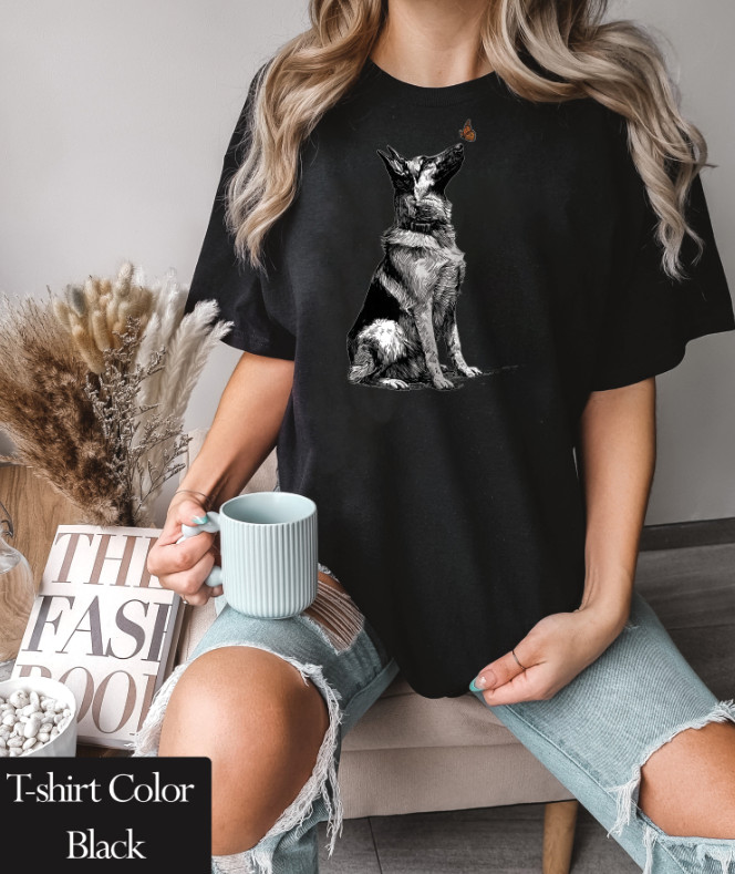 German Shepherd Butterfly Dog Lover Comfort T-Shirt