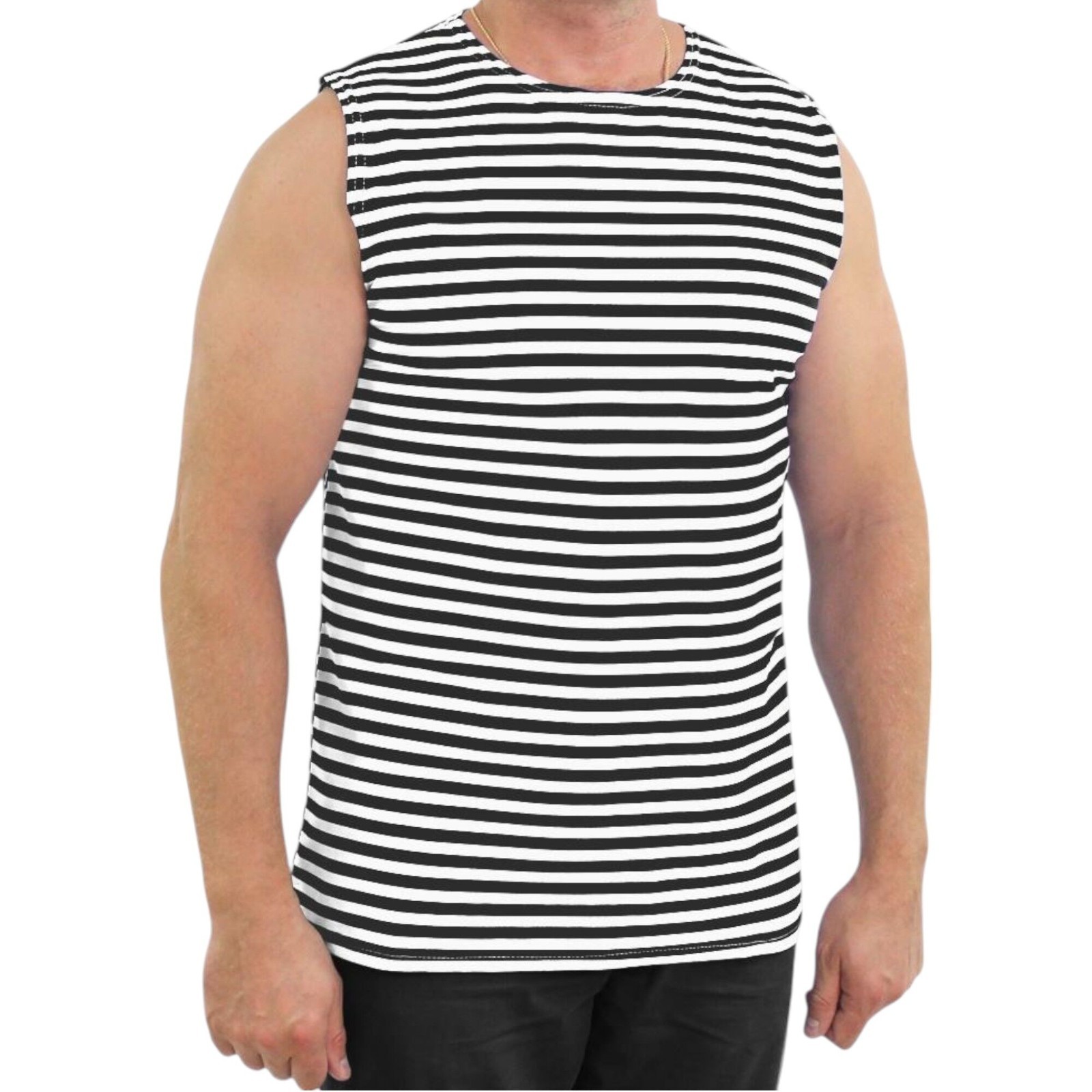 Sleeveless Telnyashka Russian Striped Shirt Authentic 100% Cotton Тельняшка