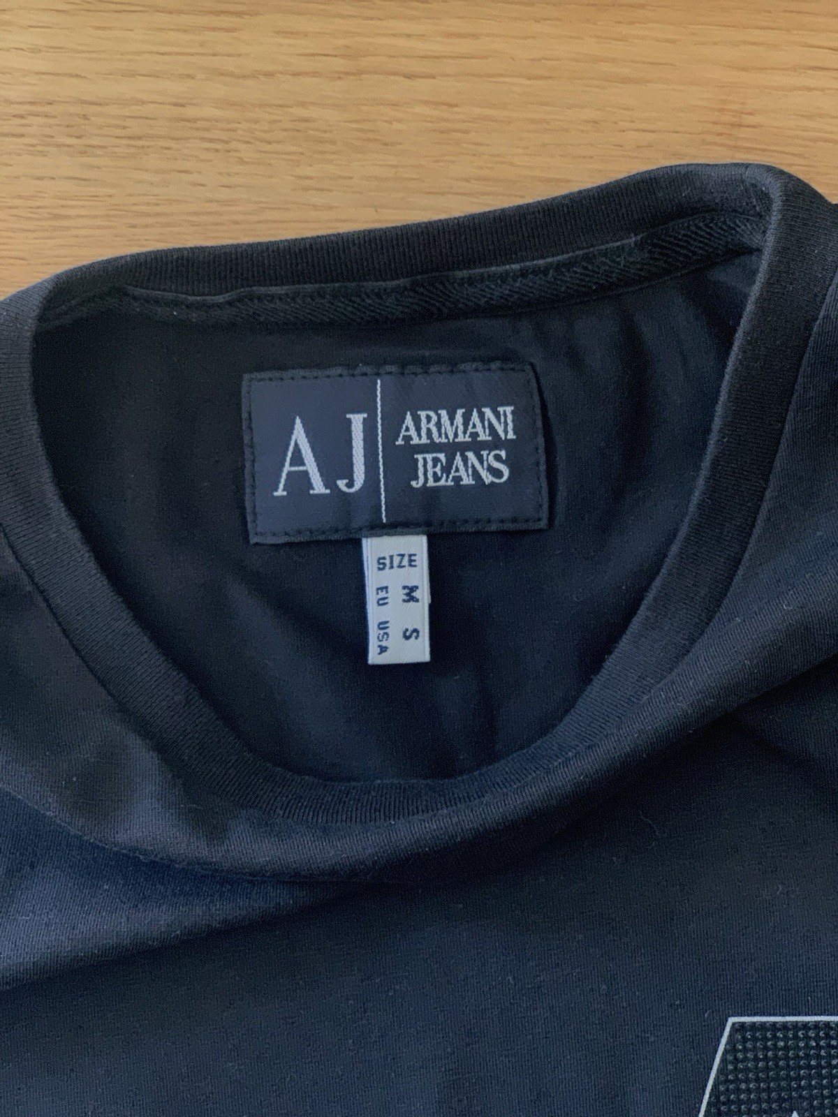 Armani Jeans by Giorgio Armani Man Men’s Logo Crew Neck T-Shirt Black