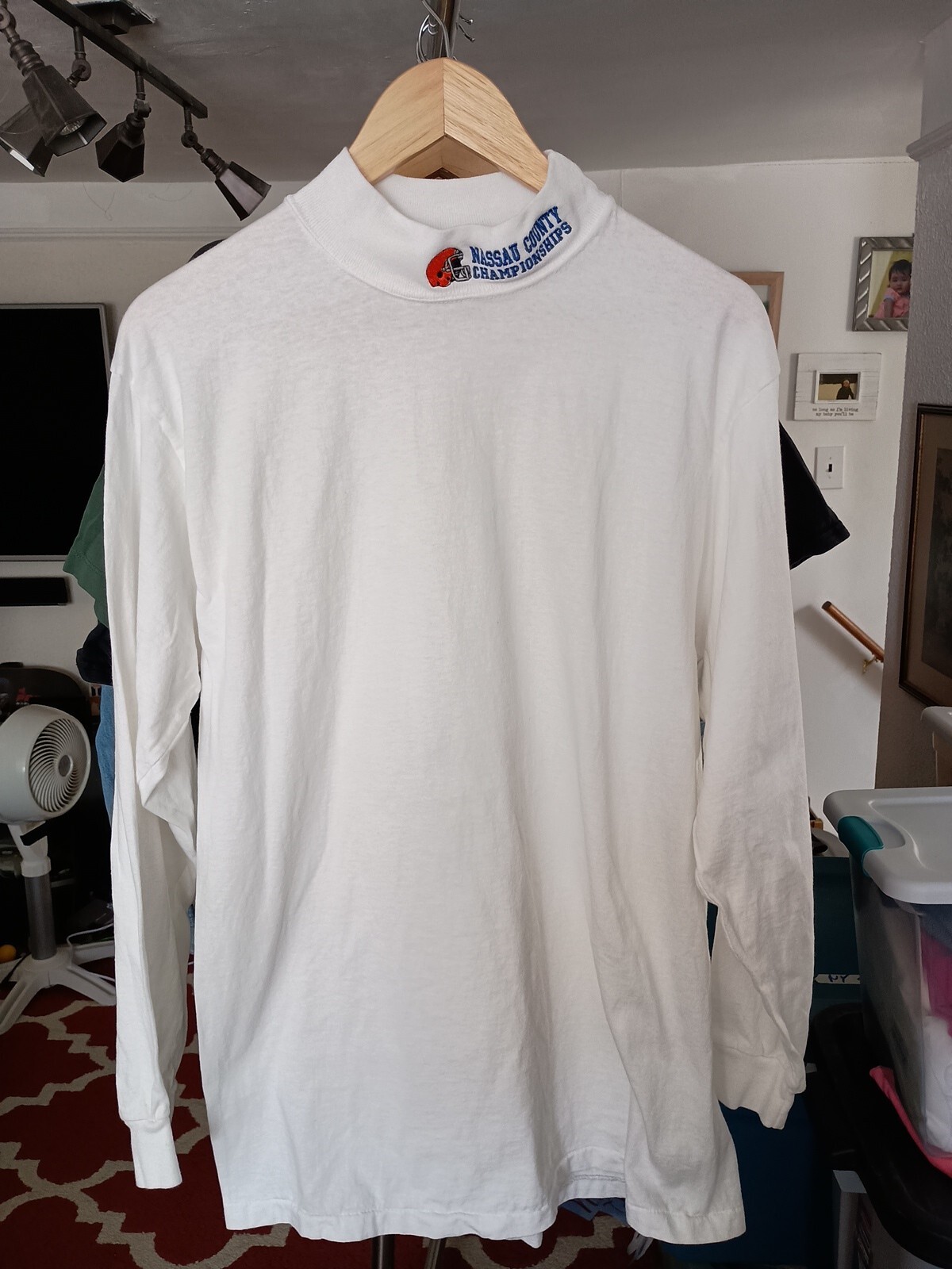 Vintage Nassau County Championships Li NY Half Turtleneck USA Made Long Sleeve