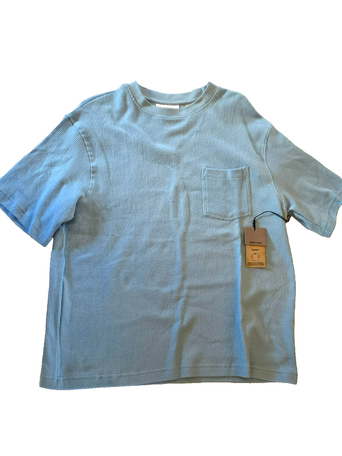 Amongst Others Men S Drop Shoulder Boxy Fit T-Shirt Blue Ribbed Pocket Shirt NWT
