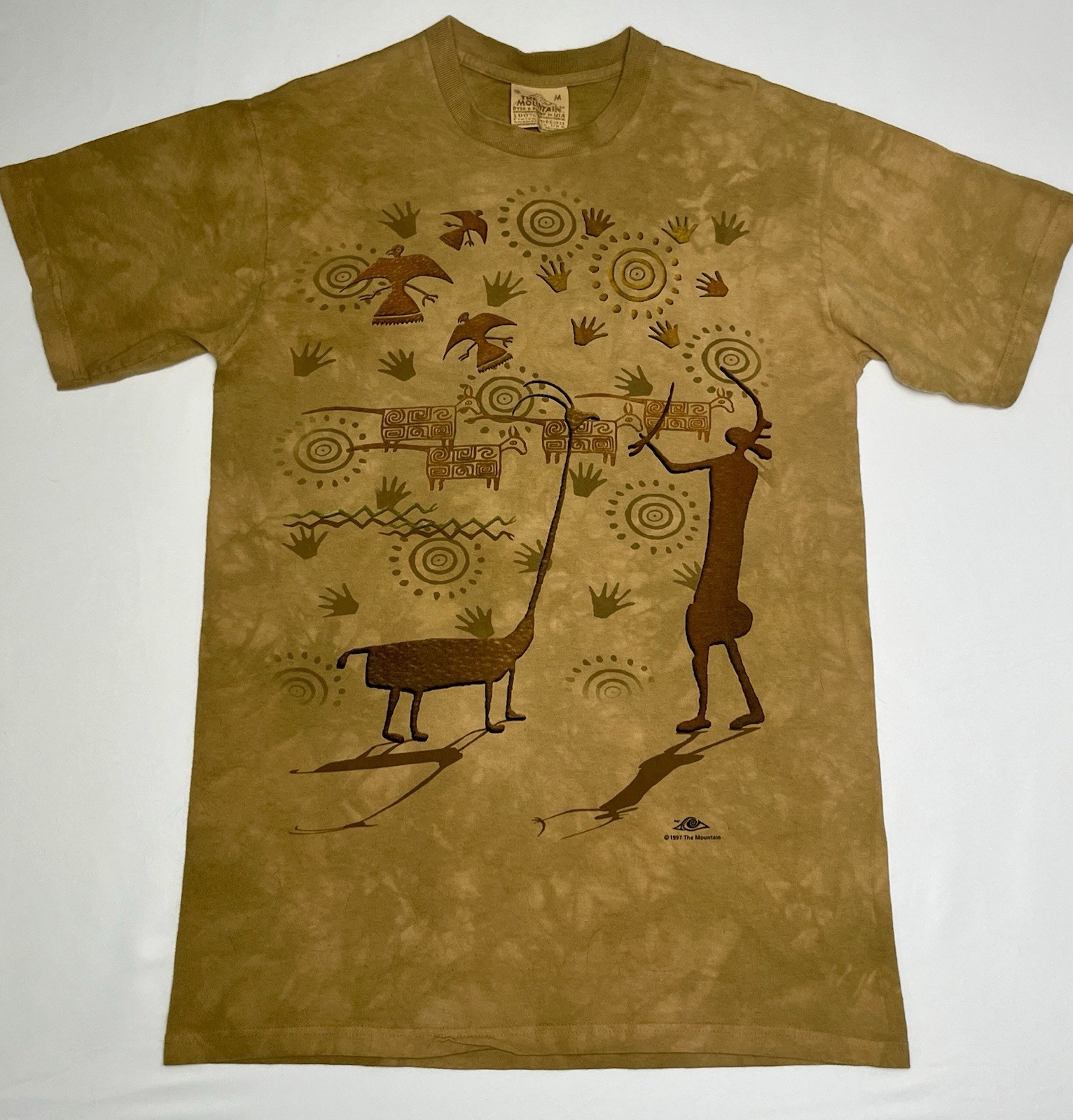 The Mountain Vintage 90s Tribal Art Tie Dye T Shirt Size Medium 1997 100% Cotton