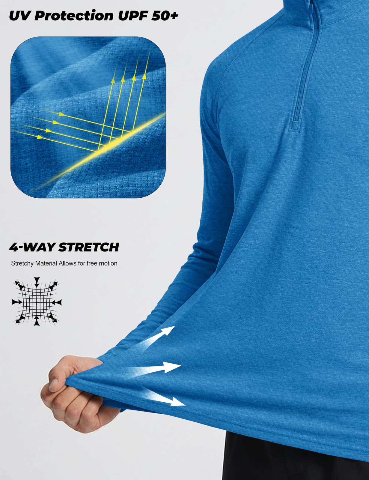 Quarter Zip Pullover Men Long Sleeve Running Shirt Lightweight Athletic Quick…