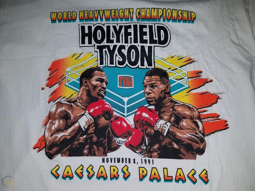 EVANDER HOLYFIELD MIKE TYSON CAESARS PALACE T-SHIRT NG1592
