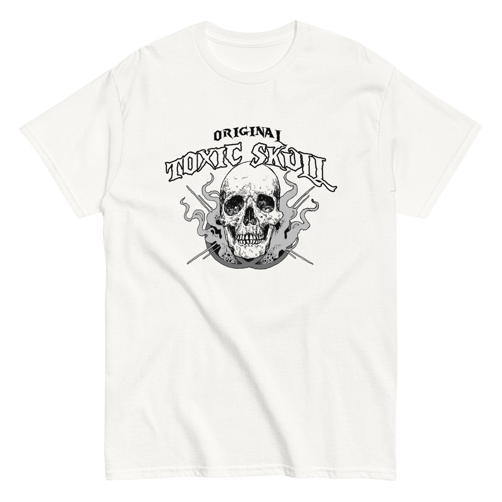 New Mens White Trendy T-Shirt “Original Toxic Skull” Streetwear S, M, L, XL, 2XL