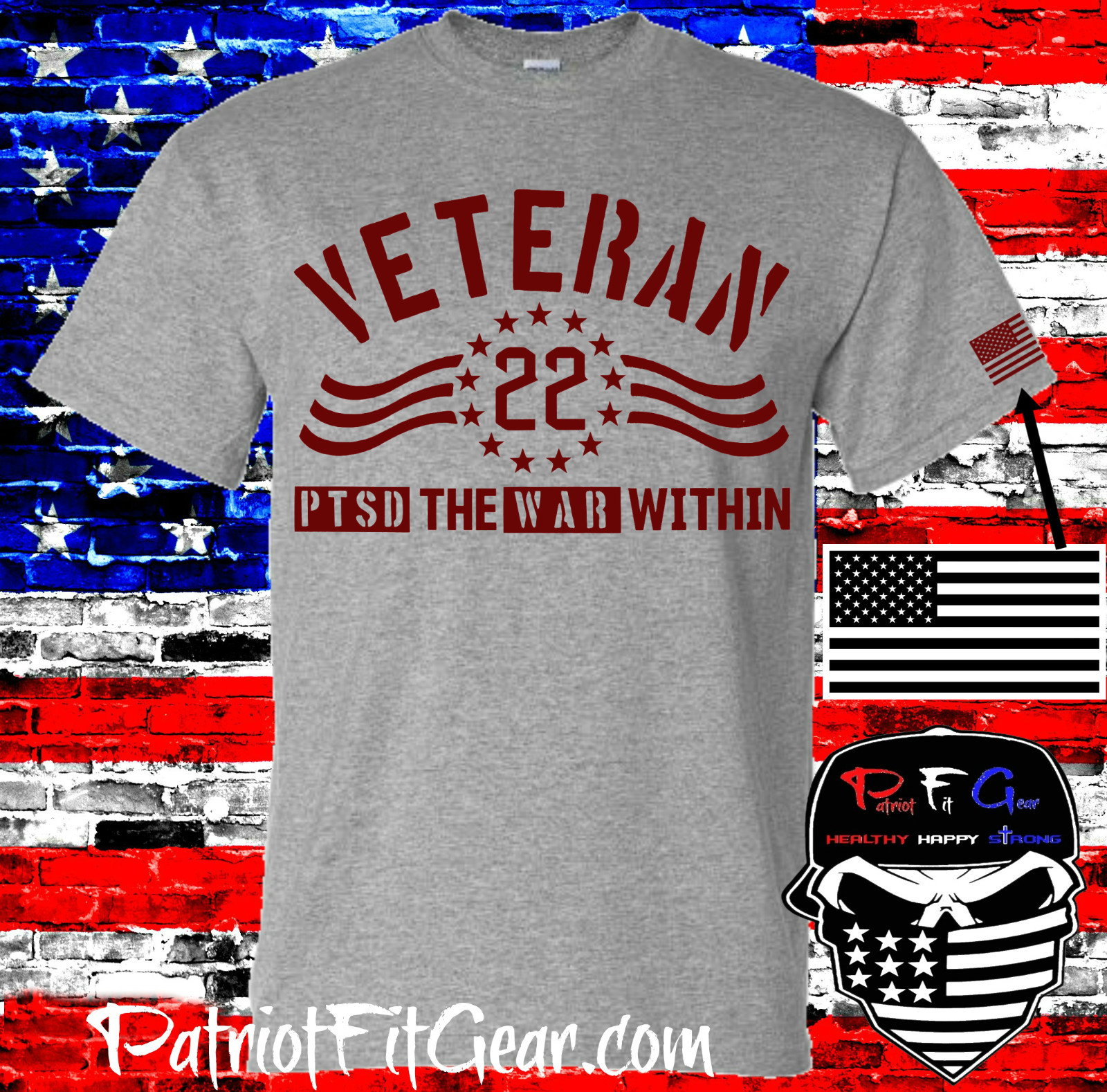 t-shirt,Veteran 22,PTSD The War Within,Support Our Troops,Military,PTSD,22 A Day