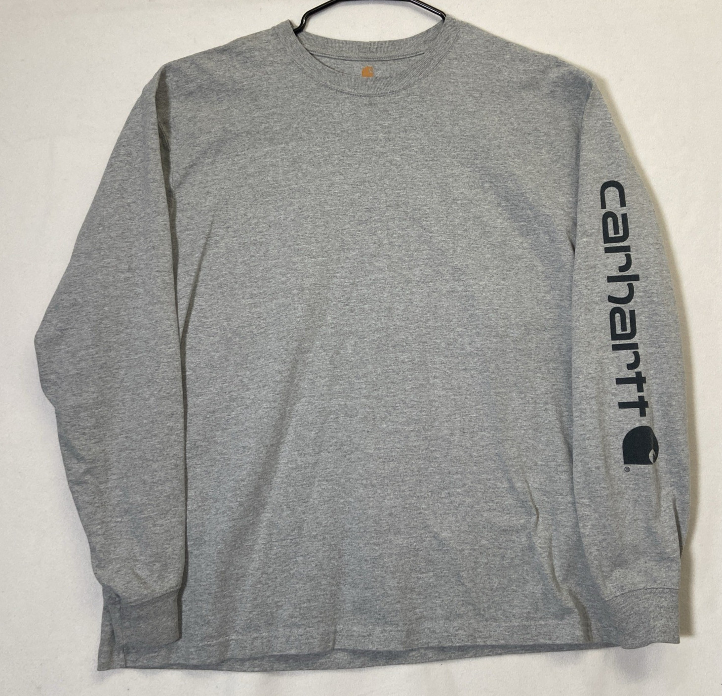 Carhartt Long Sleeve Shirt Mens L Large Regular Gray K231 HGY Logo Crew Neck Tee