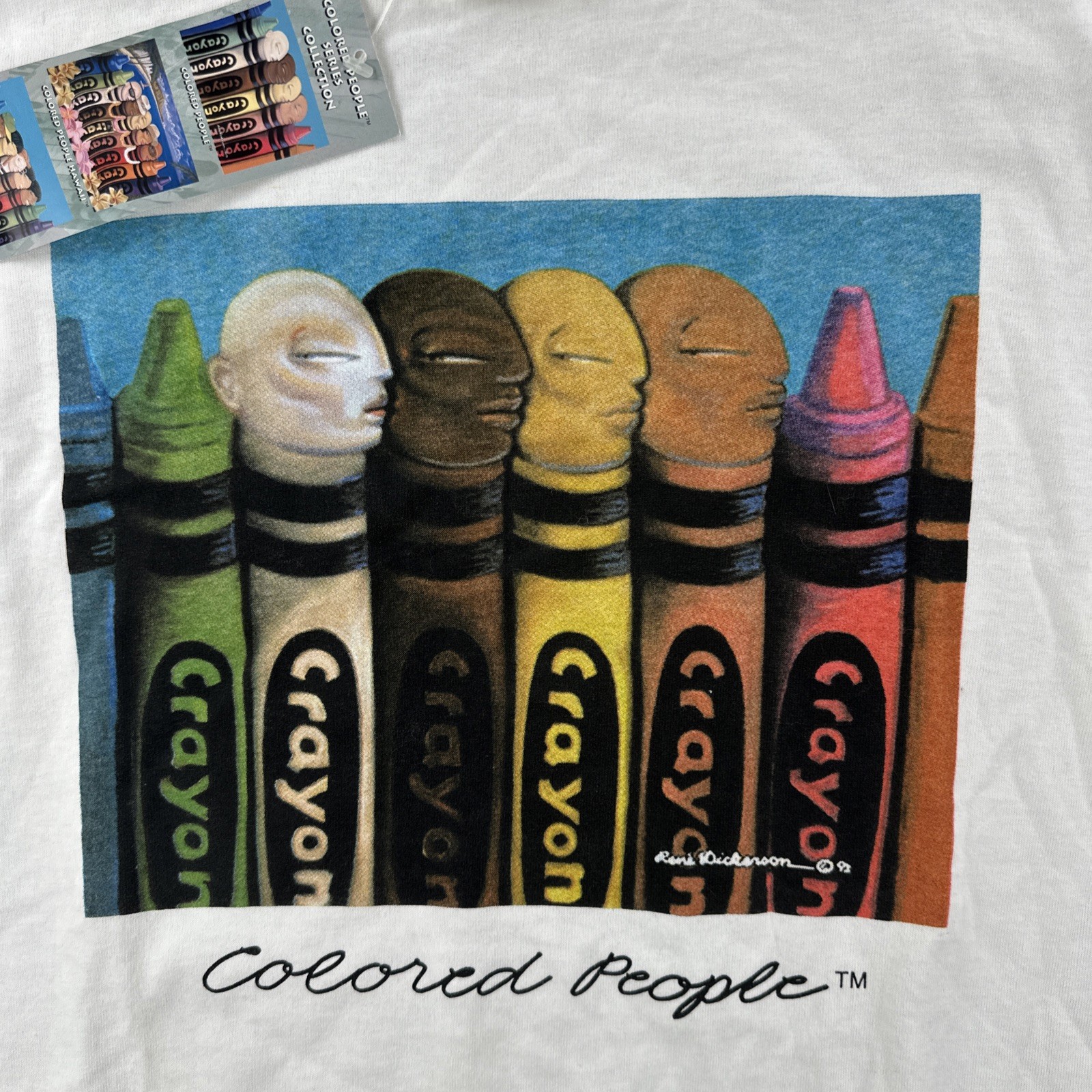 Vtg Tultex Mens XL White Shirt Rene Dickerson Colored People Art Tee 93 NWT 90s