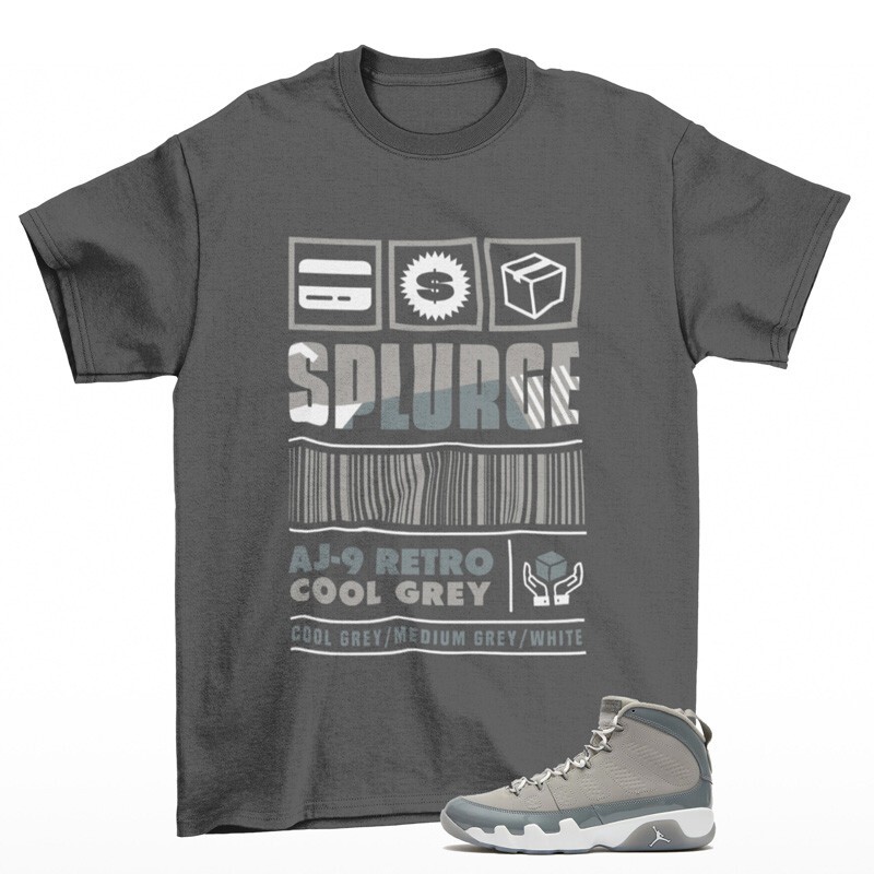 Splurge Sneaker Shirt Grey to Match Jordan 9 Retro Cool Grey HV4794-011