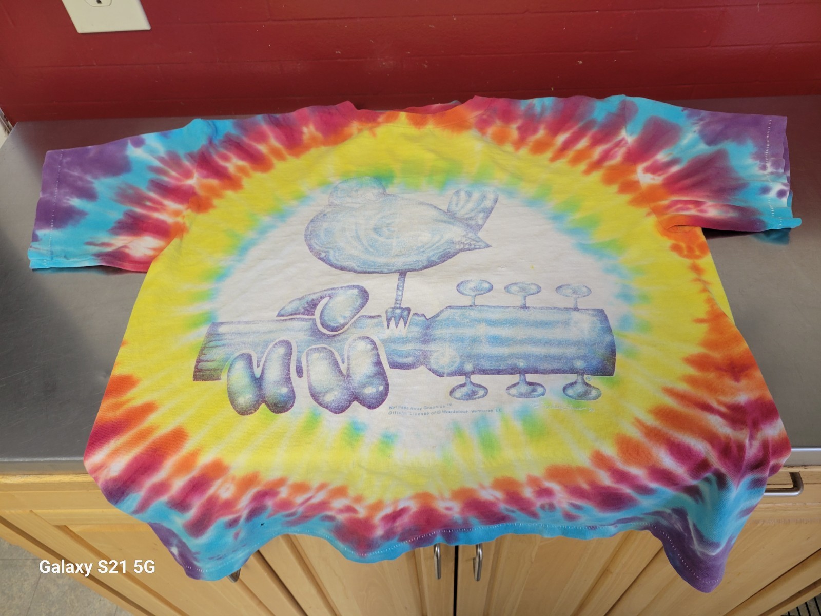 WOODSTOCK 1994 ~ Faded Distress Tie Dye Shirt ~ NFA Large ~Concert Hippie Grunge