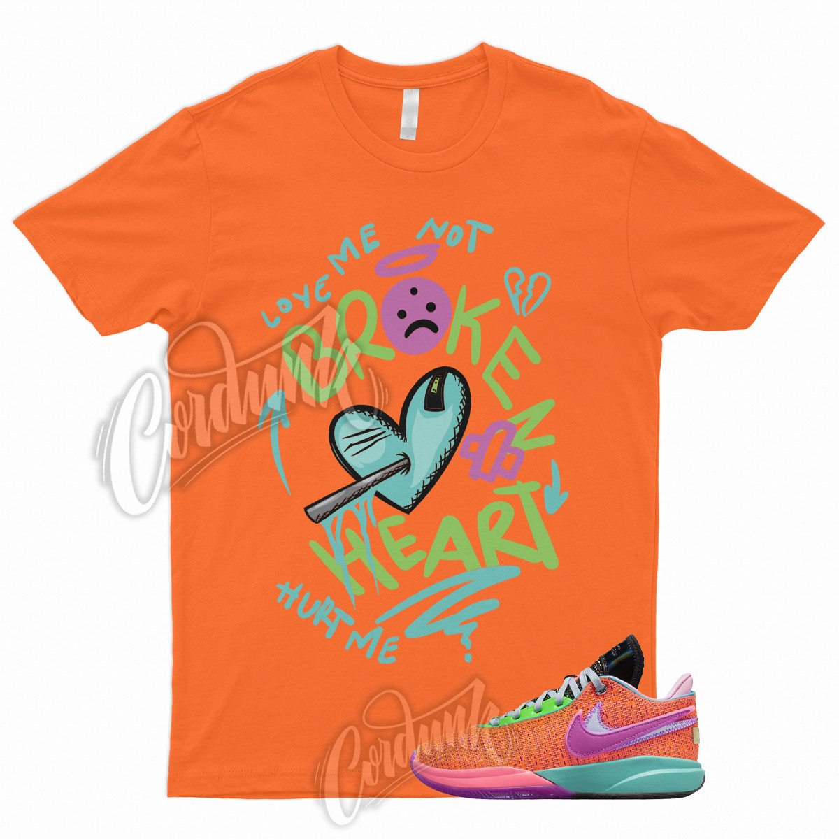 BROKEN T Shirt to Match LeBron 20 Chosen 1 Total Orange Vivid Purple Green Punch