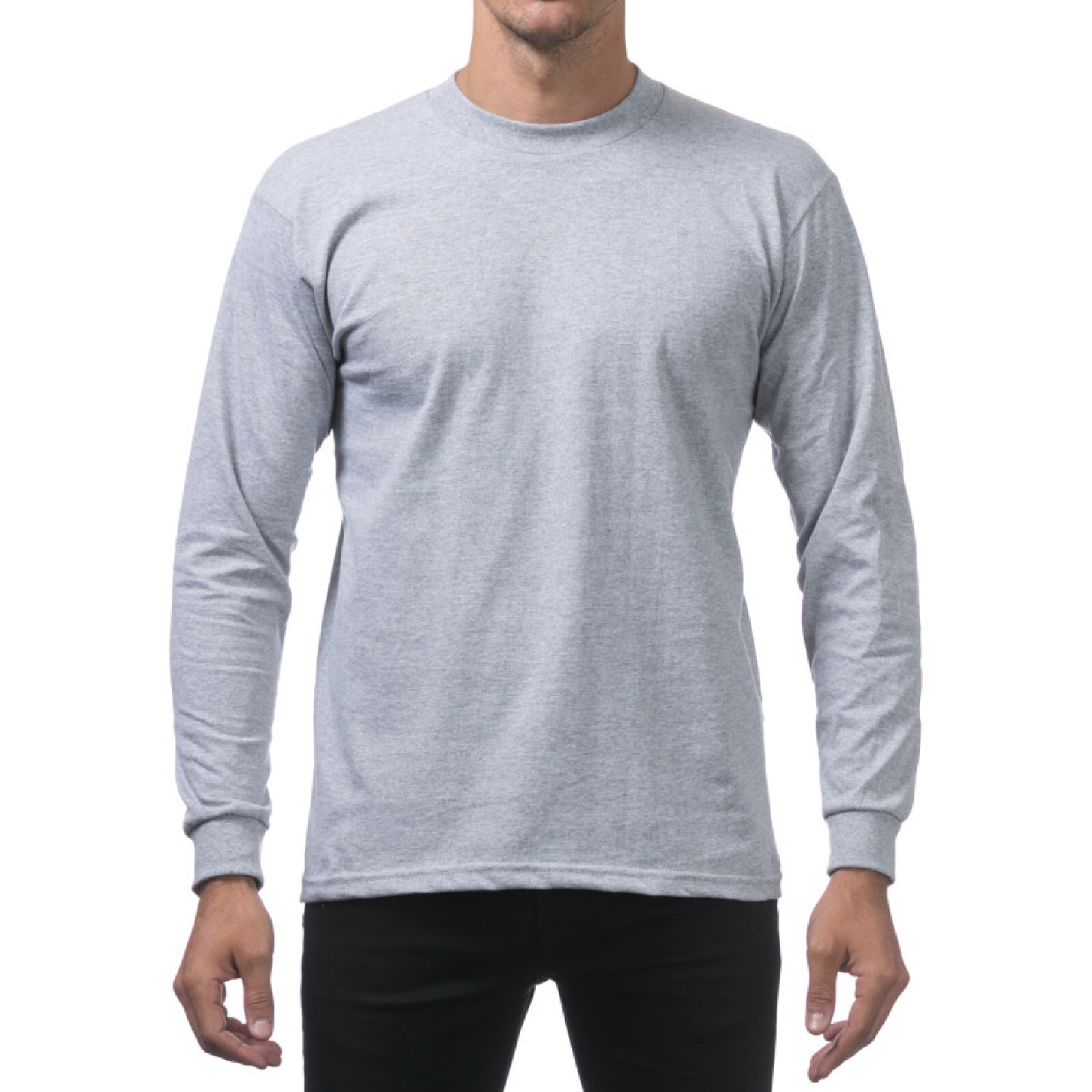 3 PACK PROCLUB MENS HEAVYWEIGHT LONG SLEEVE T SHIRTS PRO CLUB CASUAL COTTON TEE