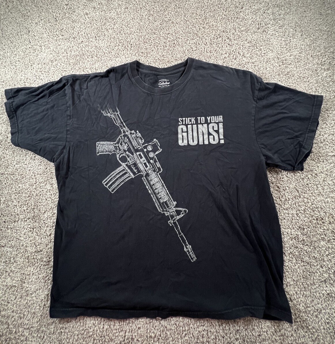 Cabela’s Men’s T-Shirt Handgun stick To Your Guns Size 2XL Black