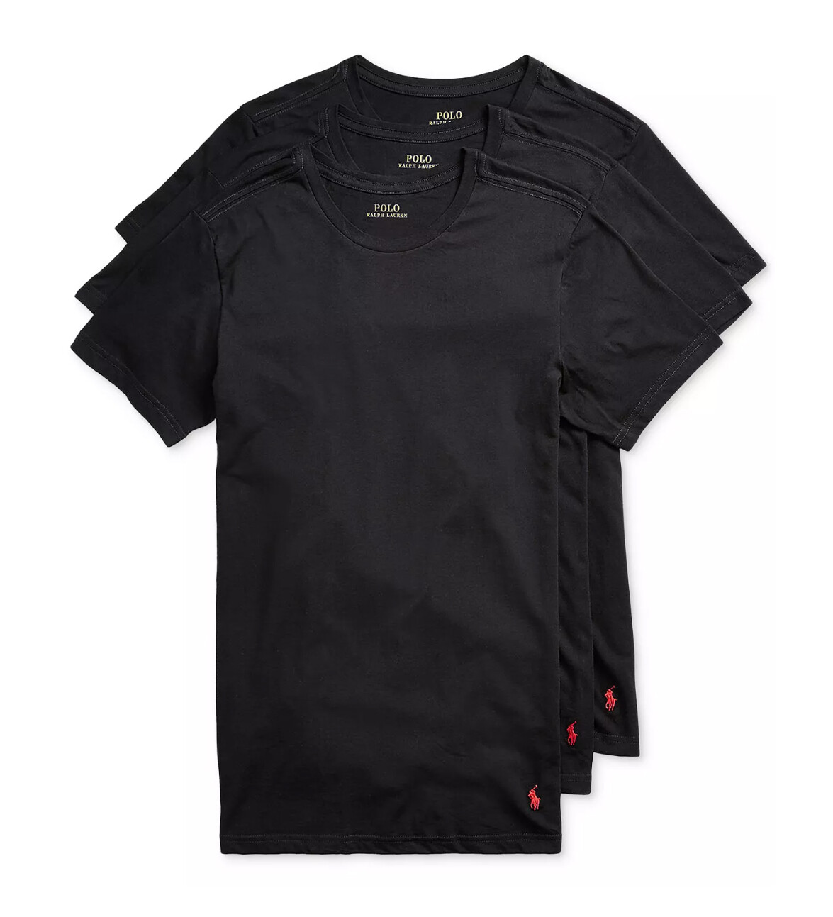 Polo Ralph Lauren Men’s Black Slim Fit Crew-Neck 3 Pack T-Shirts